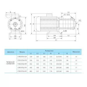 CNP CHLF4-60LSWSR многоступенчатый насос (ЦНП) CNP CHLF4-60LSWSR многоступенчатый насос (ЦНП)
